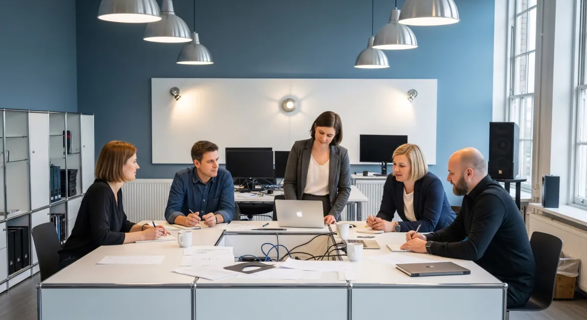 Grupo de empresários reunidos em reunião
